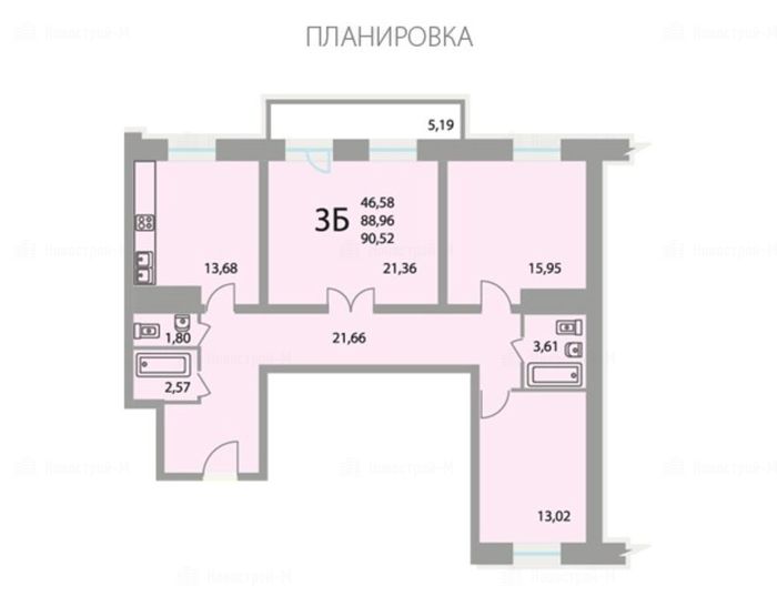 3-комнатная квартира в ЖК «28 микрорайон»