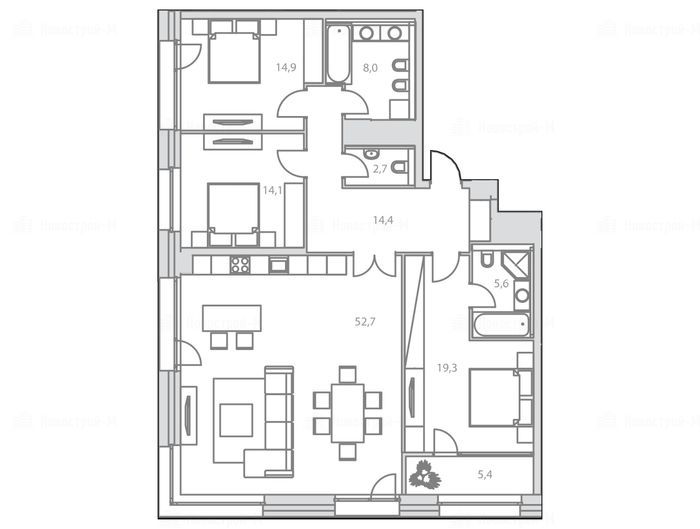 3-комнатная квартира в Жилой квартал «LIFE – Кутузовский»