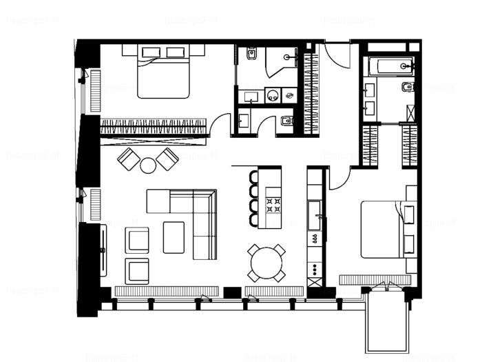 3-комнатная квартира в ЖК Victory Park Residences