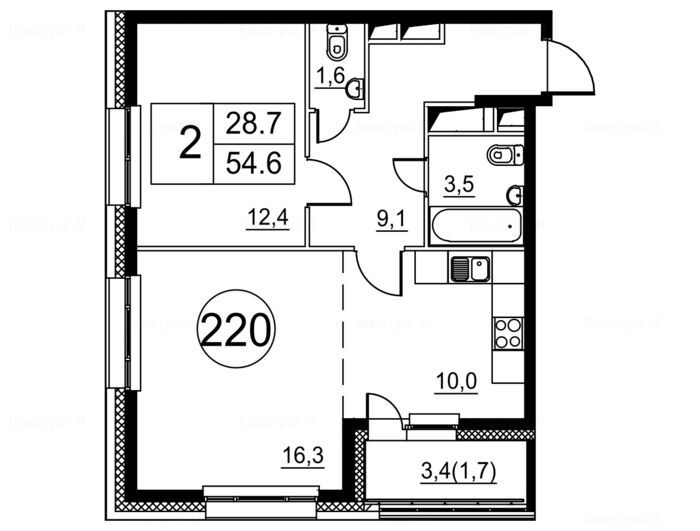2-комнатная квартира в ЖК «Сиреневый парк»