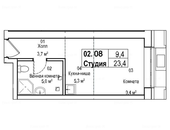 Студия в Жилой комплекс AFI Tower