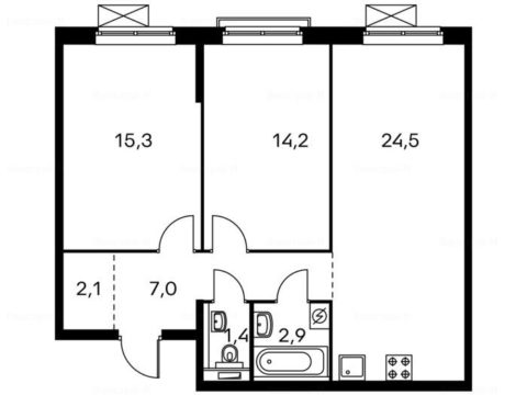 2-комнатная квартира в Жилой комплекс «Михайловский парк»