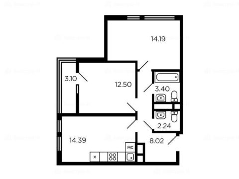 2-комнатная квартира в Миниполис «Рафинад»