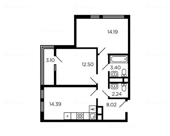 2-комнатная квартира в Миниполис «Рафинад»