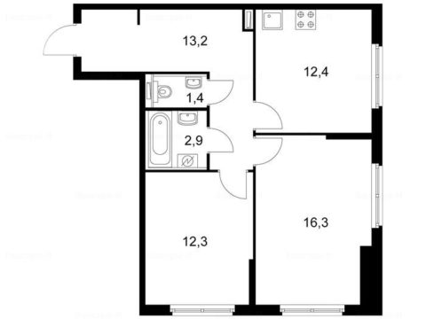 2-комнатная квартира в Жилой комплекс «Михайловский парк»
