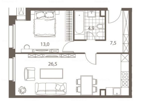 2-комнатная квартира в ЖК homecity