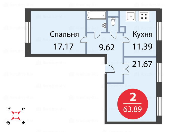 2-комнатная квартира в ЖК «Одинцовские кварталы»