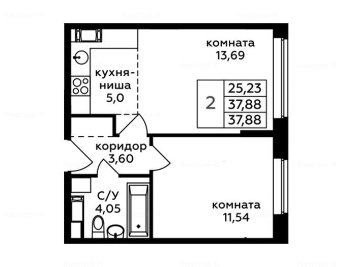 2-комнатная квартира в ЖК «Зеленые аллеи»