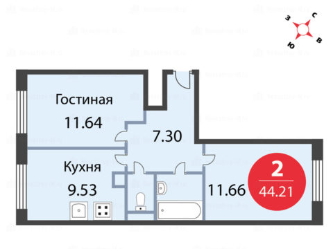 2-комнатная квартира в ЖК «Одинцовские кварталы»