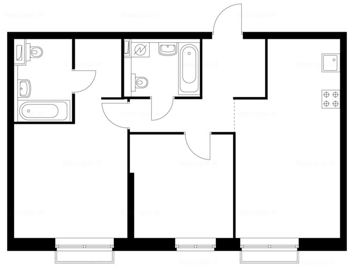 2-комнатная квартира в Жилой комплекс «Красноказарменная 15»