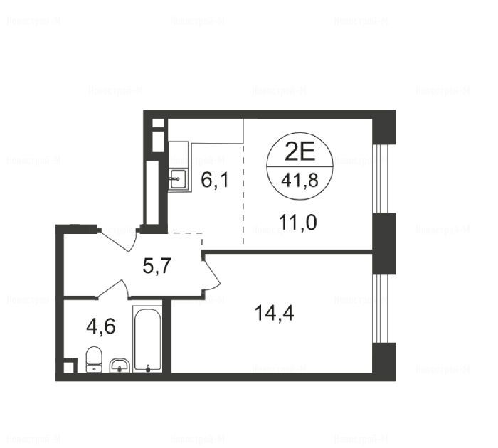 2-комнатная квартира в ЖК «Заречье Парк»