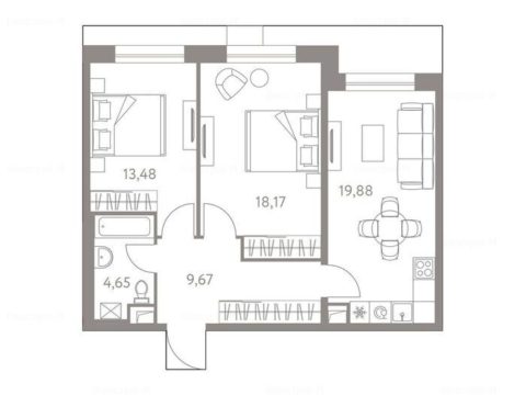 3-комнатная квартира в Жилой квартал «LIFE-Варшавская»