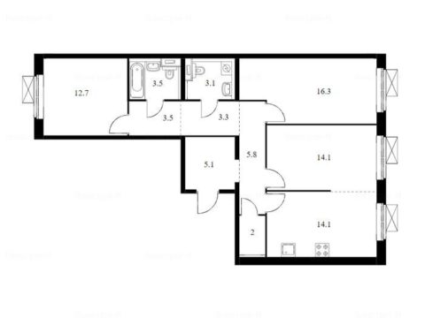 3-комнатная квартира в Жилой комплекс «Кольская 8»