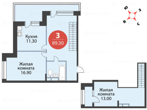 3-комнатная квартира в ЖК «Сказка»