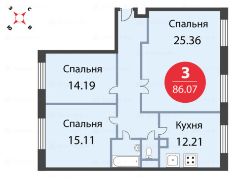 3-комнатная квартира в ЖК «Одинцовские кварталы»