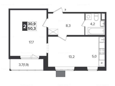 2-комнатная квартира в Жилой район «Южная Битца»