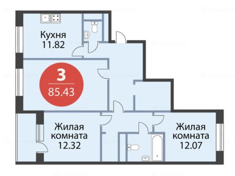 3-комнатная квартира в ЖК «Лесопарковый»