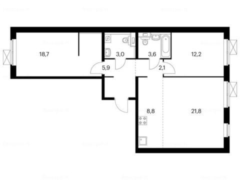3-комнатная квартира в Жилой комплекс «Белая Дача парк»