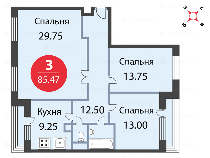 3-комнатная квартира в ЖК «Одинцовские кварталы»