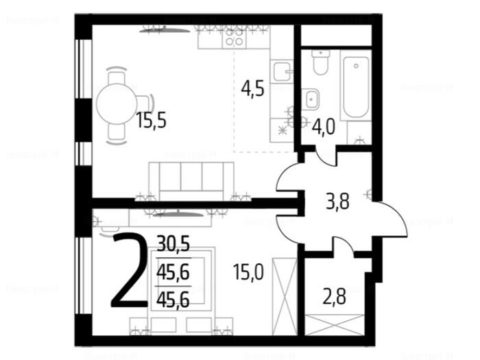 2-комнатная квартира в Район «Новые Ватутинки»