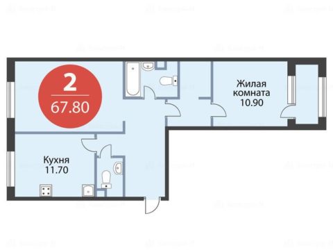 2-комнатная квартира в ЖК «Серебряный фонтан»