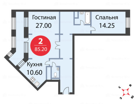 2-комнатная квартира в ЖК «Загорье»