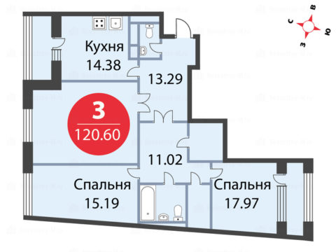 3-комнатная квартира в ЖК «Виноградный»