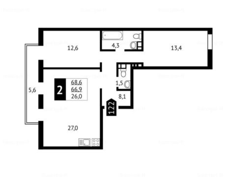 2-комнатная квартира в ЖК «Отрада-2»