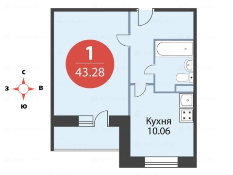 1-комнатная квартира в ЖК «Троицкая слобода»