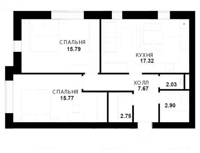 3-комнатная квартира в ЖК «Парк Апрель»