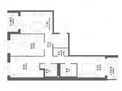 3-комнатная квартира в ЖК Nagatino i-Land