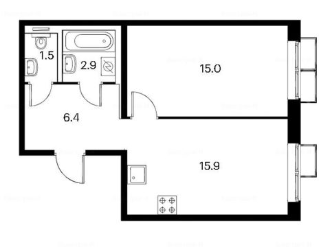 1-комнатная квартира в Жилой комплекс «Ясеневая 14»