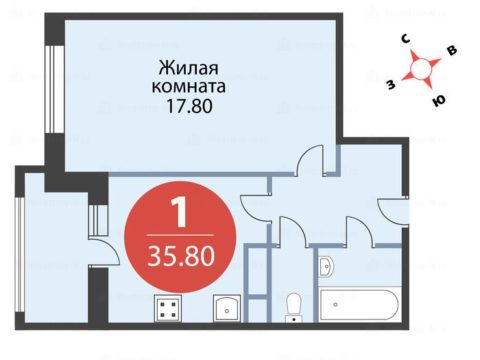 1-комнатная квартира в Город-событие «Лайково»