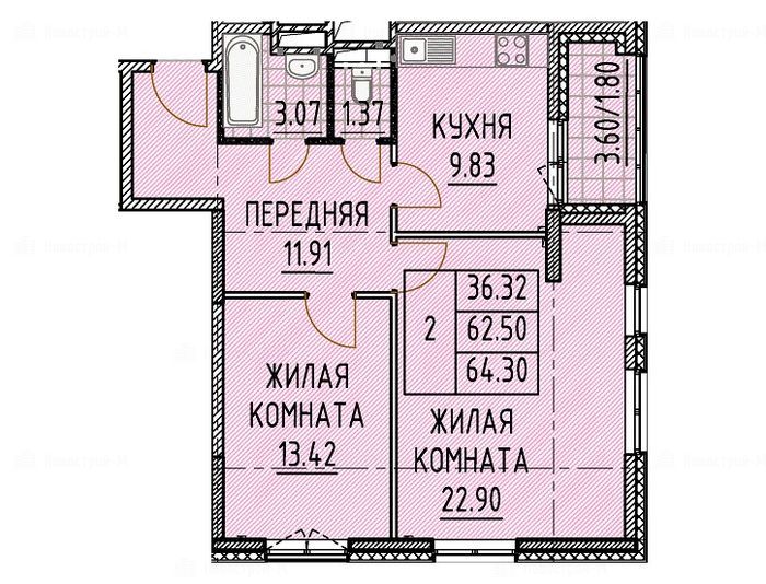 2-комнатная квартира в ЖК «Цветной Бульвар»