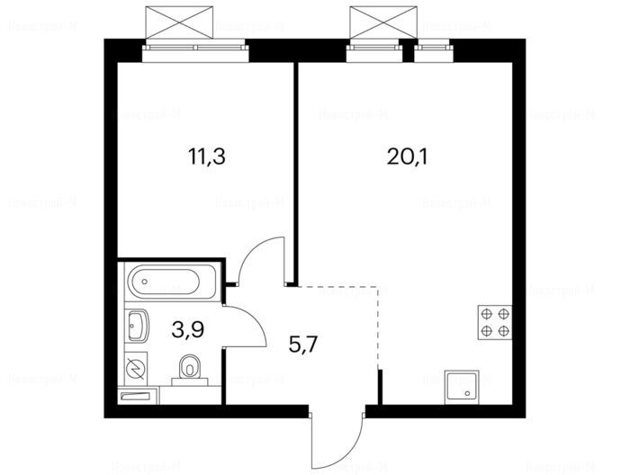 1-комнатная квартира в Жилой комплекс «Амурский парк»