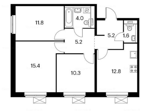 3-комнатная квартира в Жилой комплекс «Ясеневая 14»