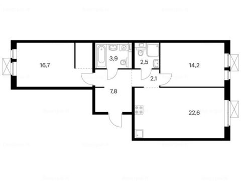 2-комнатная квартира в Жилой комплекс «Амурский парк»