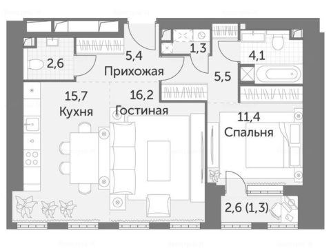 2-комнатная квартира в ЖК «Архитектор»