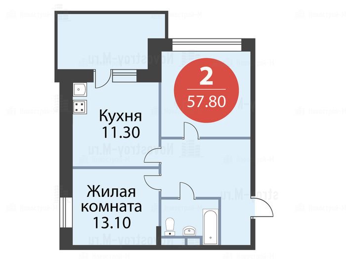 2-комнатная квартира в ЖК «Сказка»