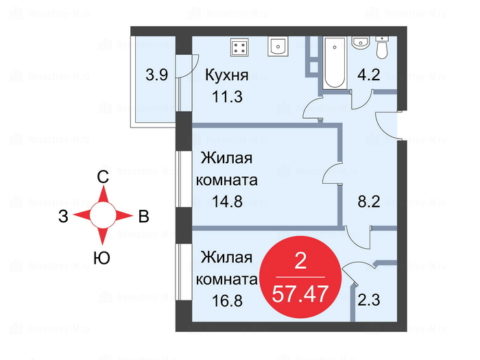 2-комнатная квартира в ЖК Sampo