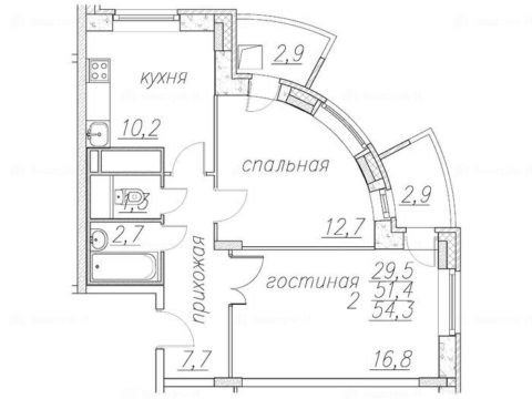 2-комнатная квартира в мкр. «Полет»