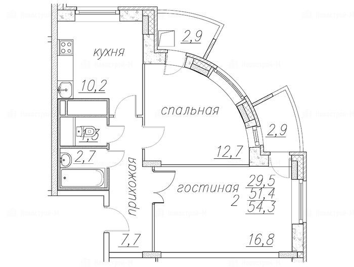 2-комнатная квартира в мкр. «Полет»