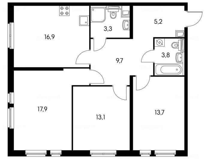 3-комнатная квартира в Микрорайон «Путилково»