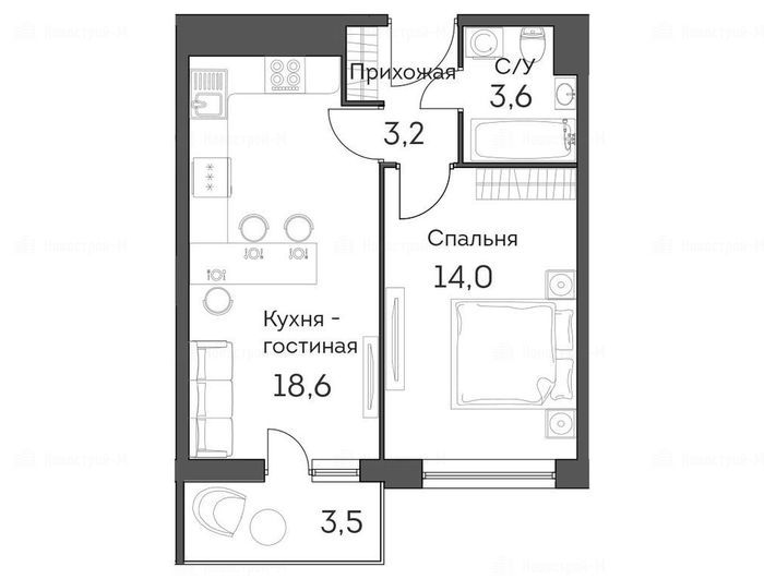 1-комнатная квартира в ЖК «Аквилон PARK»