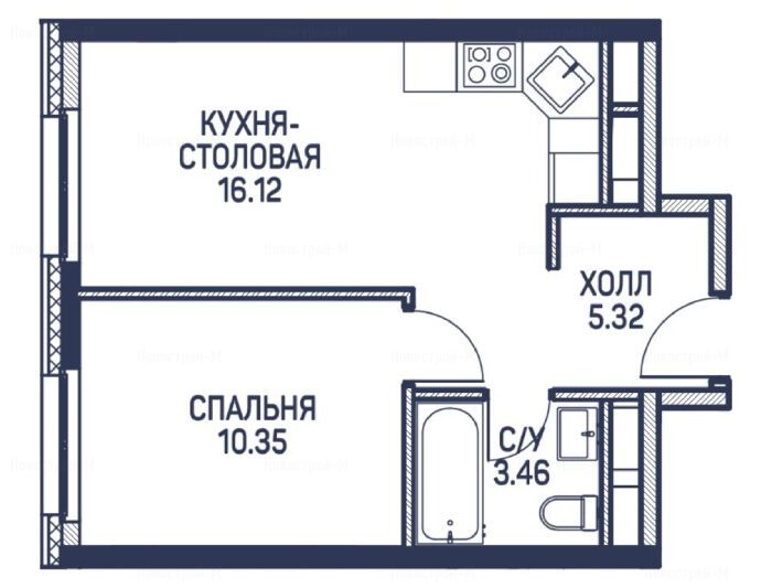 1-комнатная квартира в ЖК «Любовь и голуби»