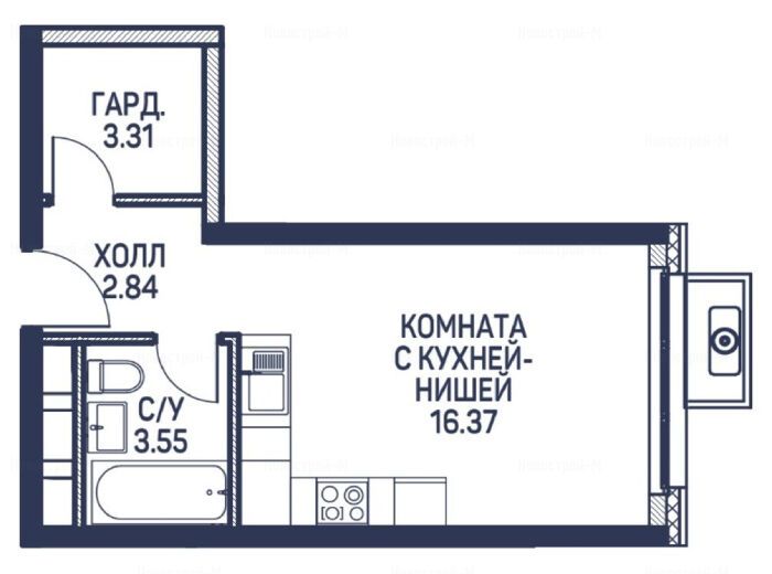 Студия в ЖК «Любовь и голуби»