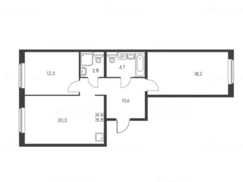 2-комнатная квартира в Жилой комплекс «Ясеневая 14»