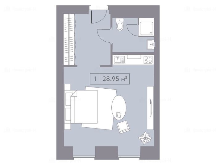 1-комнатная квартира в Комплекс апартаментов La Rue