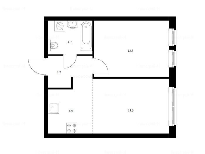 2-комнатная квартира в Жилой район «Кронштадтский 9»