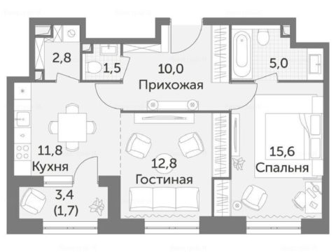 2-комнатная квартира в ЖК «Режиссер»